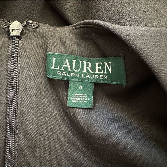 Lauren Ralph Lauren black ruffle‎ sleeve sheath dress size 4 - Picture 4 of 8